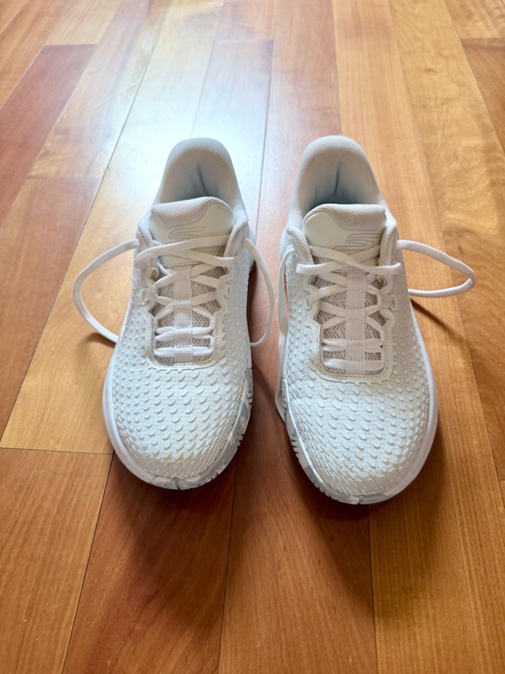 Skechers All-White Knit Mesh Walking Sneakers